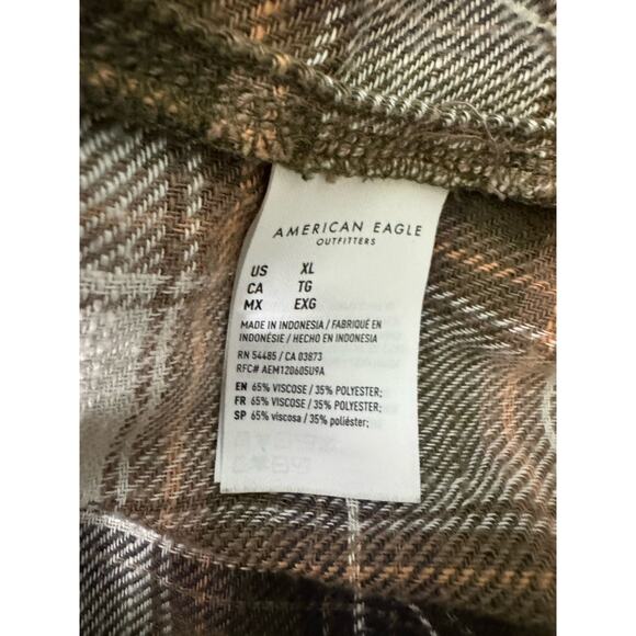 AE American Eagle Flannel Button Up Top Peplum XL - Picture 4 of 7